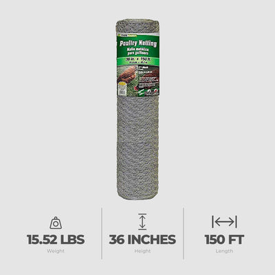 YARD GARD Galvanized Poultry Netting for Garden & Poultry Supplies (Open Box) - VMInnovations