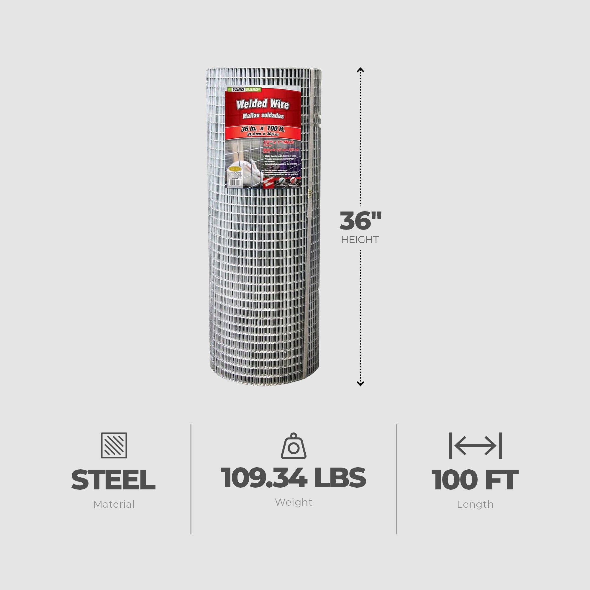 Midwest Air Technologies YARDGARD 36" x 100' Galvanized Steel Poultry Netting - VMInnovations