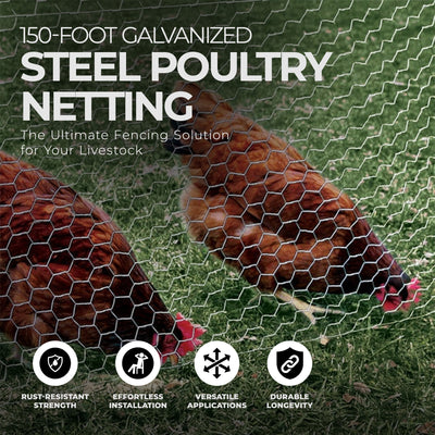 Midwest Air Technologies YardGard 72" x 150' Galvanized Steel Poultry Netting - VMInnovations