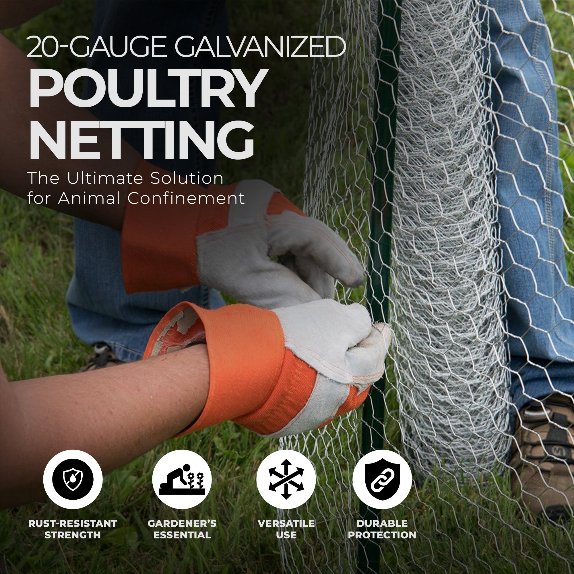 YARD GARD Galvanized Poultry Netting for Garden & Poultry Supplies (Open Box) - VMInnovations
