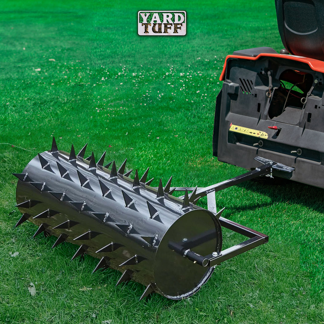 Yard Tuff Drum Steel Spike Lawn Aerator Roller w/ 36" Width, 78 Spikes(Open Box)