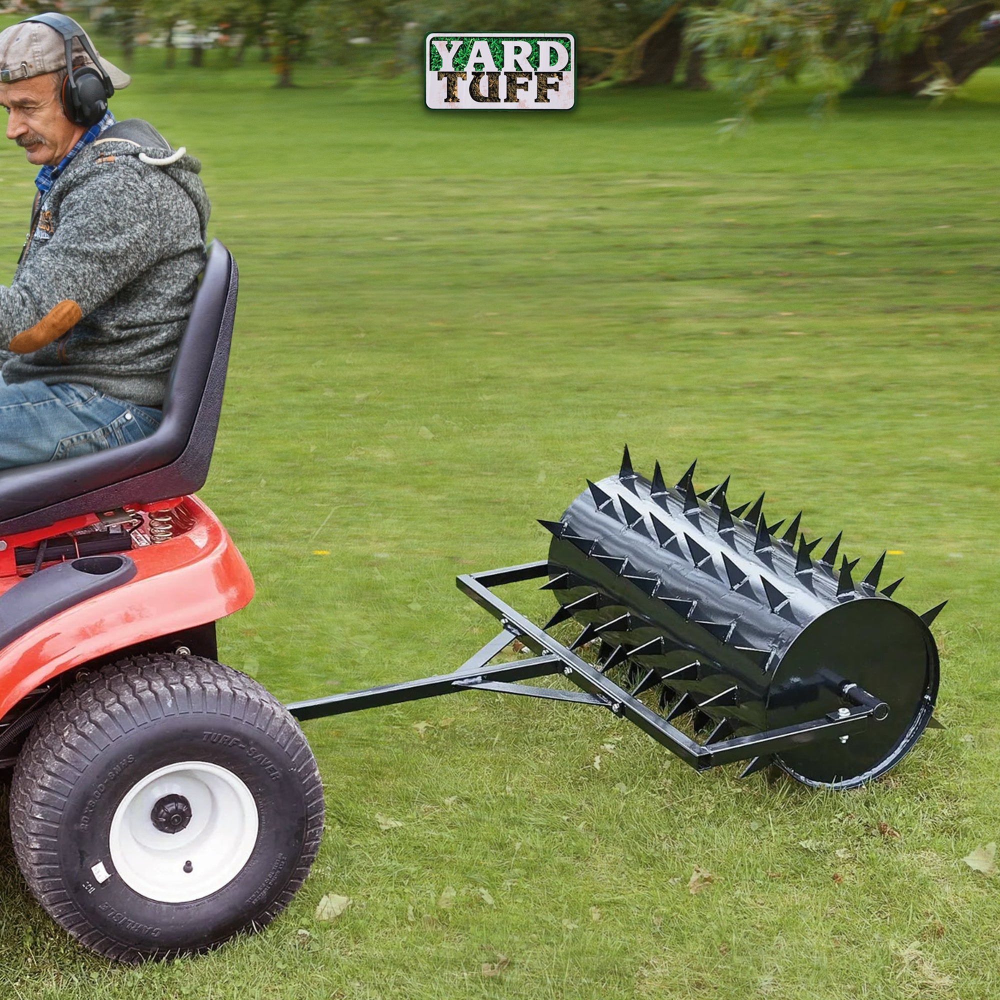 Yard Tuff Steel Spike Lawn Aerator Roller with 36-Inch Width, Black (Damaged) - VMInnovations