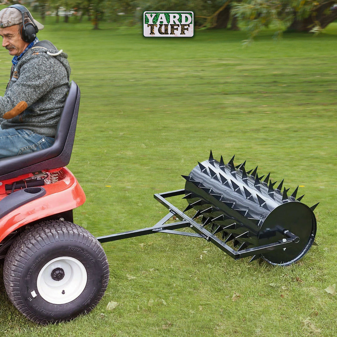 Yard Tuff Drum Steel Spike Lawn Aerator Roller w/ 36" Width, 78 Spikes(Open Box)