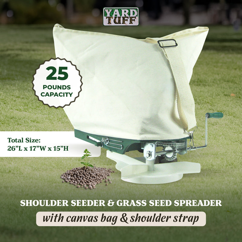 Yard Tuff YTF-25SS 25 Pound Shoulder Spreader with Canvas Bag and Shoulder Strap