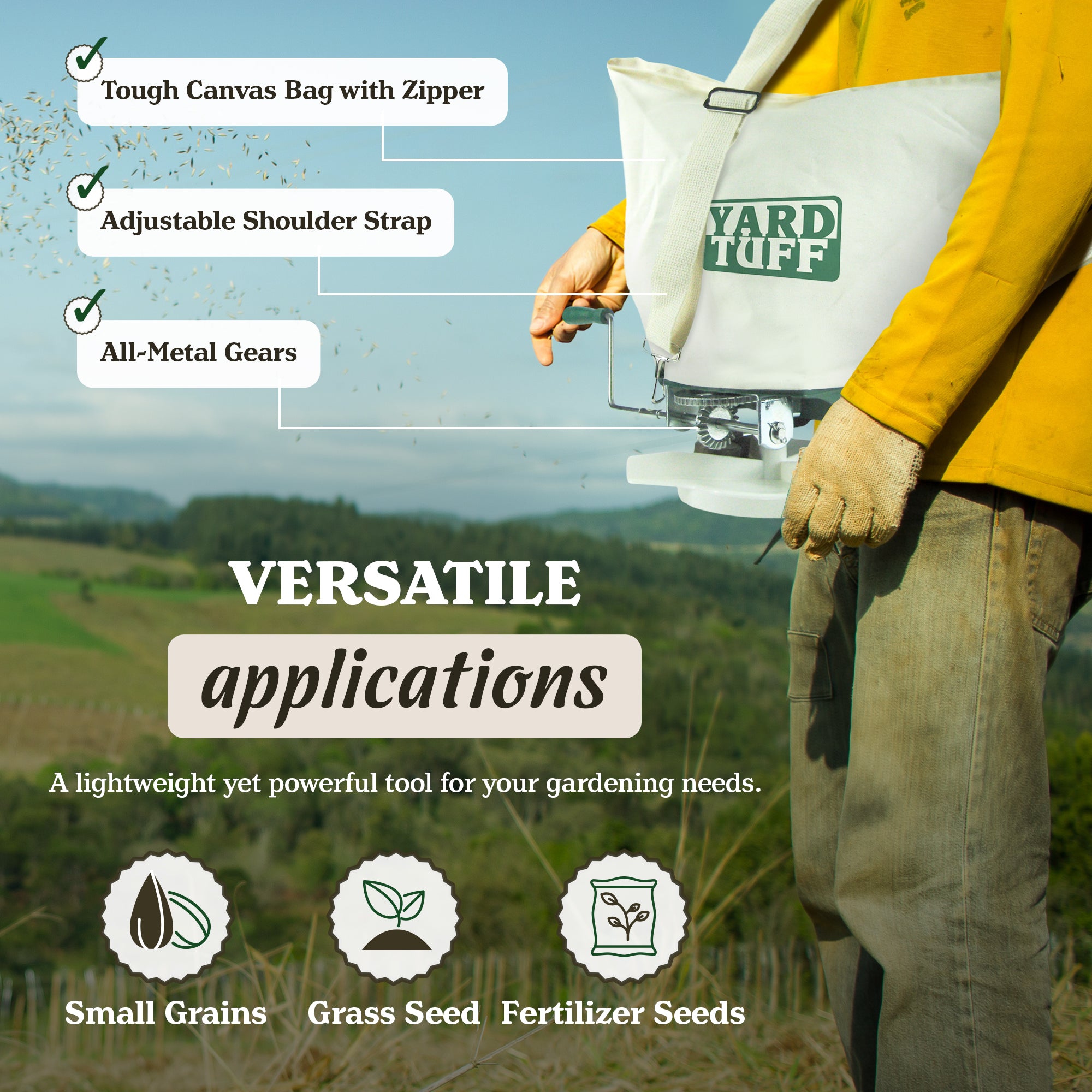 Yard Tuff 25lb Shoulder Spreader with Canvas Bag and Shoulder Strap (For Parts) - VMInnovations