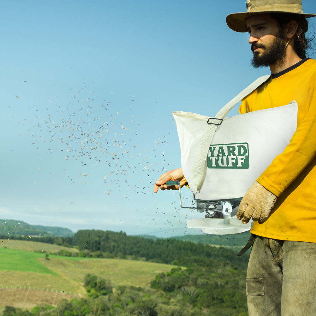 Yard Tuff 25 lb Shoulder Spreader with Canvas Bag and Shoulder Strap (Open Box) - VMInnovations