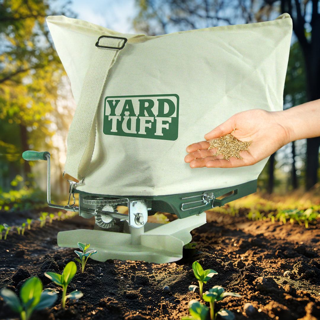 Yard Tuff YTF-25SS 25 Pound Shoulder Spreader with Canvas Bag and Shoulder Strap