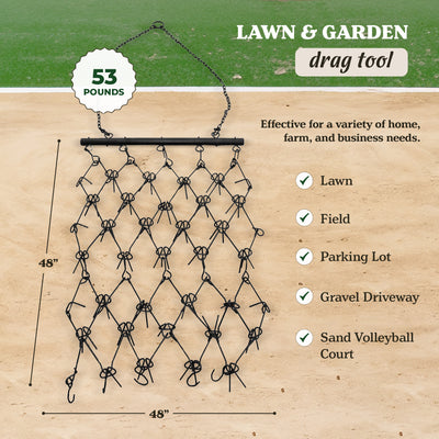 Yard Tuff 4 x 4 Ft Lawn, Garden, & Driveway Steel Landscape Drag Tool (Open Box) - VMInnovations