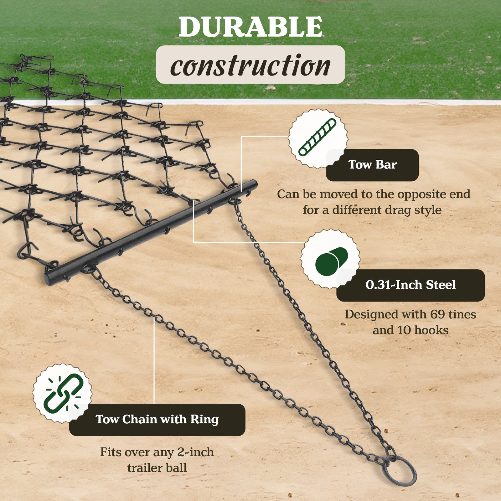 Yard Tuff 4x4 Ft Lawn, Garden, & Driveway Steel Landscape Drag Tool (Used) - VMInnovations