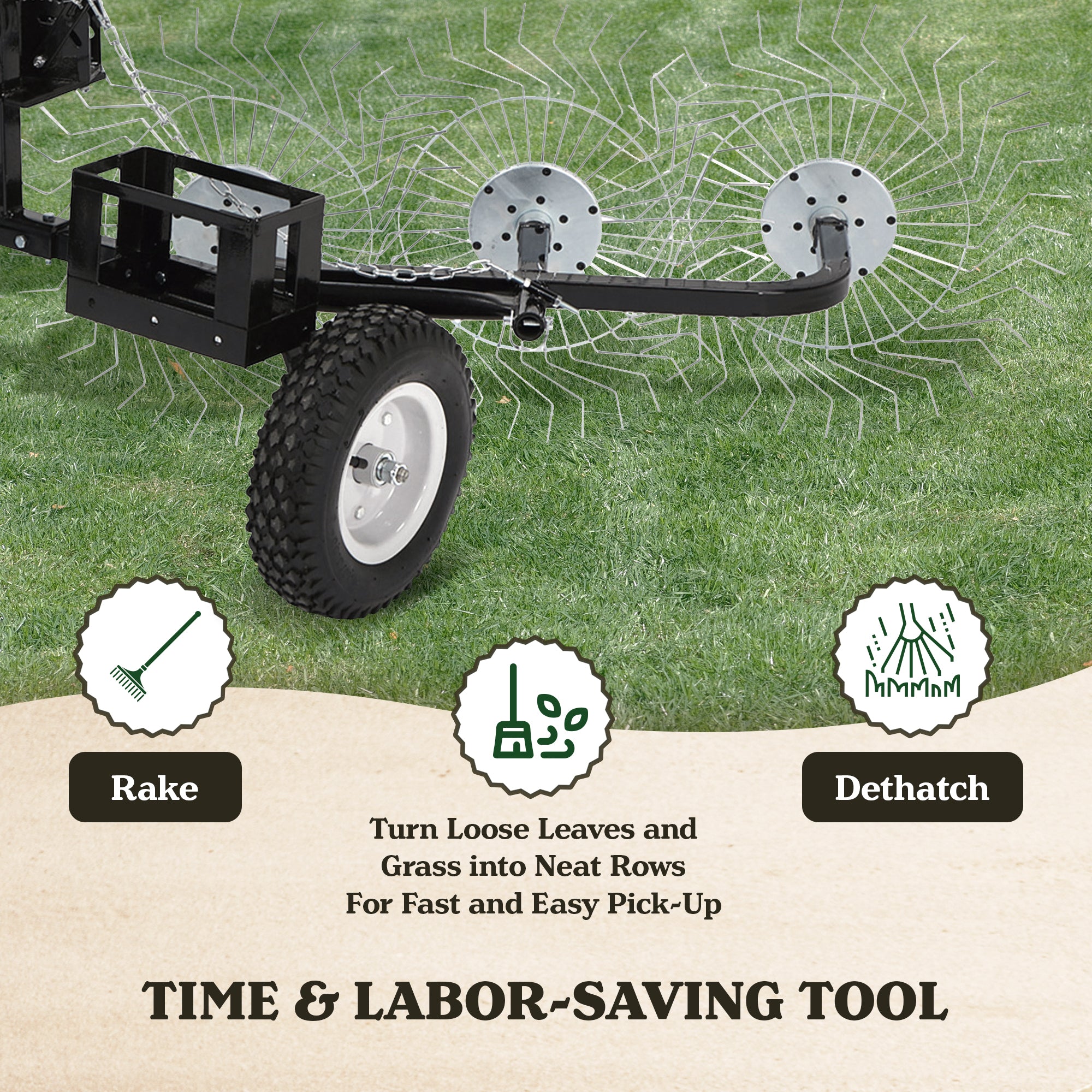 Yard Tuff ACR-600T 55" Steel Tow Behind Acreage Rake w/ Pin Hitch (Open Box) - VMInnovations