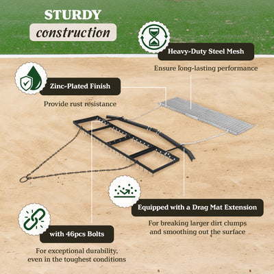 Yard Tuff 6' Spike Drag with Leveling Bar & Drag Mat for ATV/UTVs (Open Box) - VMInnovations