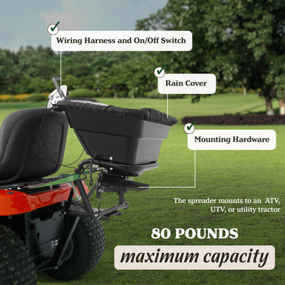 Field Tuff 12V Lawn Tractor 80lb Capacity Seed & Fertilizer Spreader (Open Box) - VMInnovations