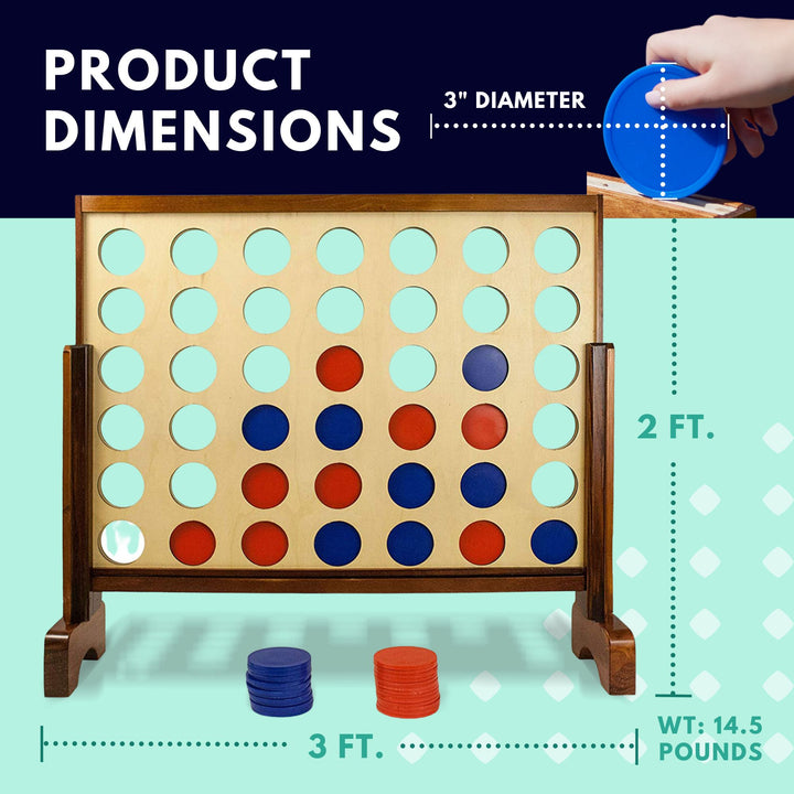 YardGames 3 x 2 Feet Giant 4 In a Row Yard & Backyard Multiplayer Outdoor Game - VMInnovations