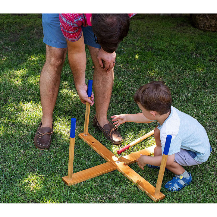 YardGames Outdoor Giant Wooden Ring Toss Lawn Game w/ Soft Touch Throwing Rings