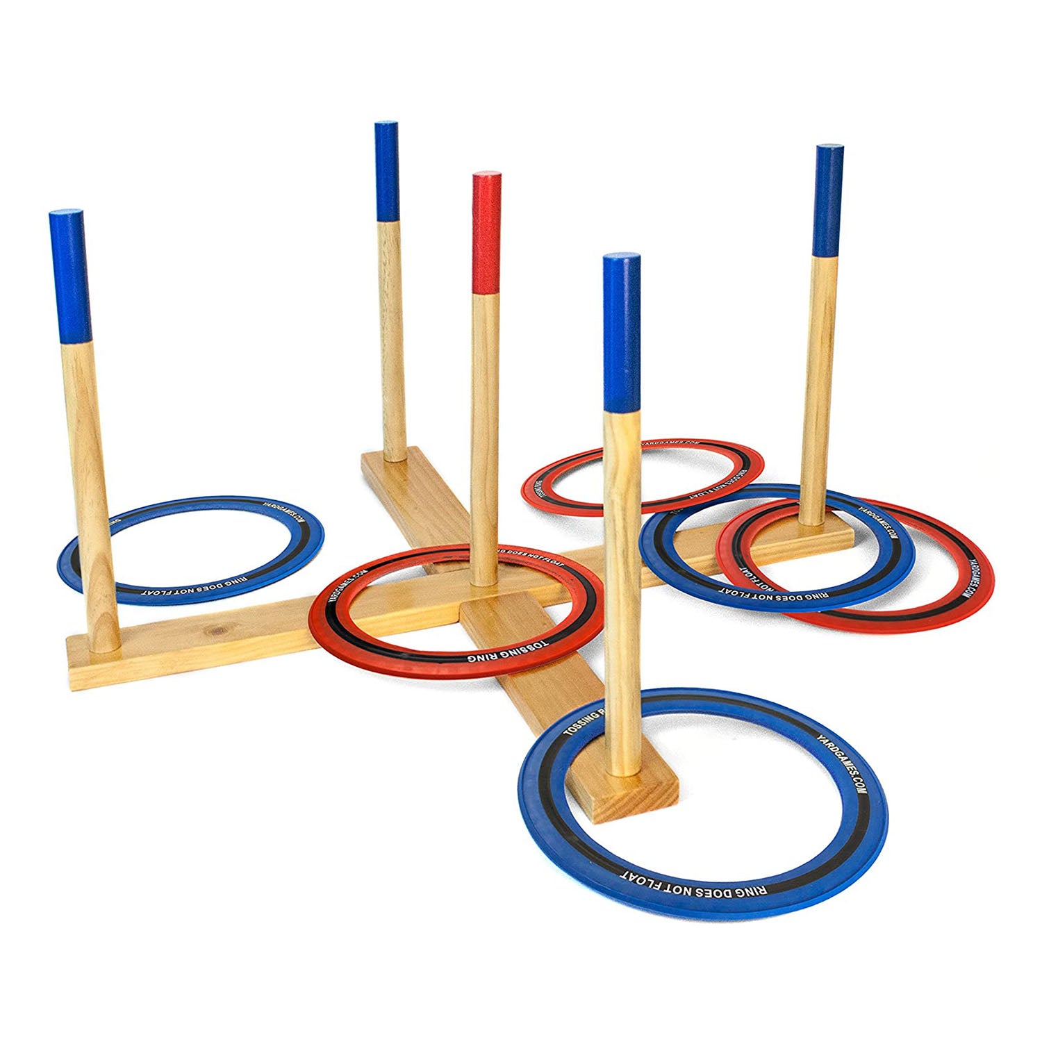 YardGames Outdoor Giant Wooden Ring Toss Lawn Game w/ Soft Touch Throwing Rings - VMInnovations