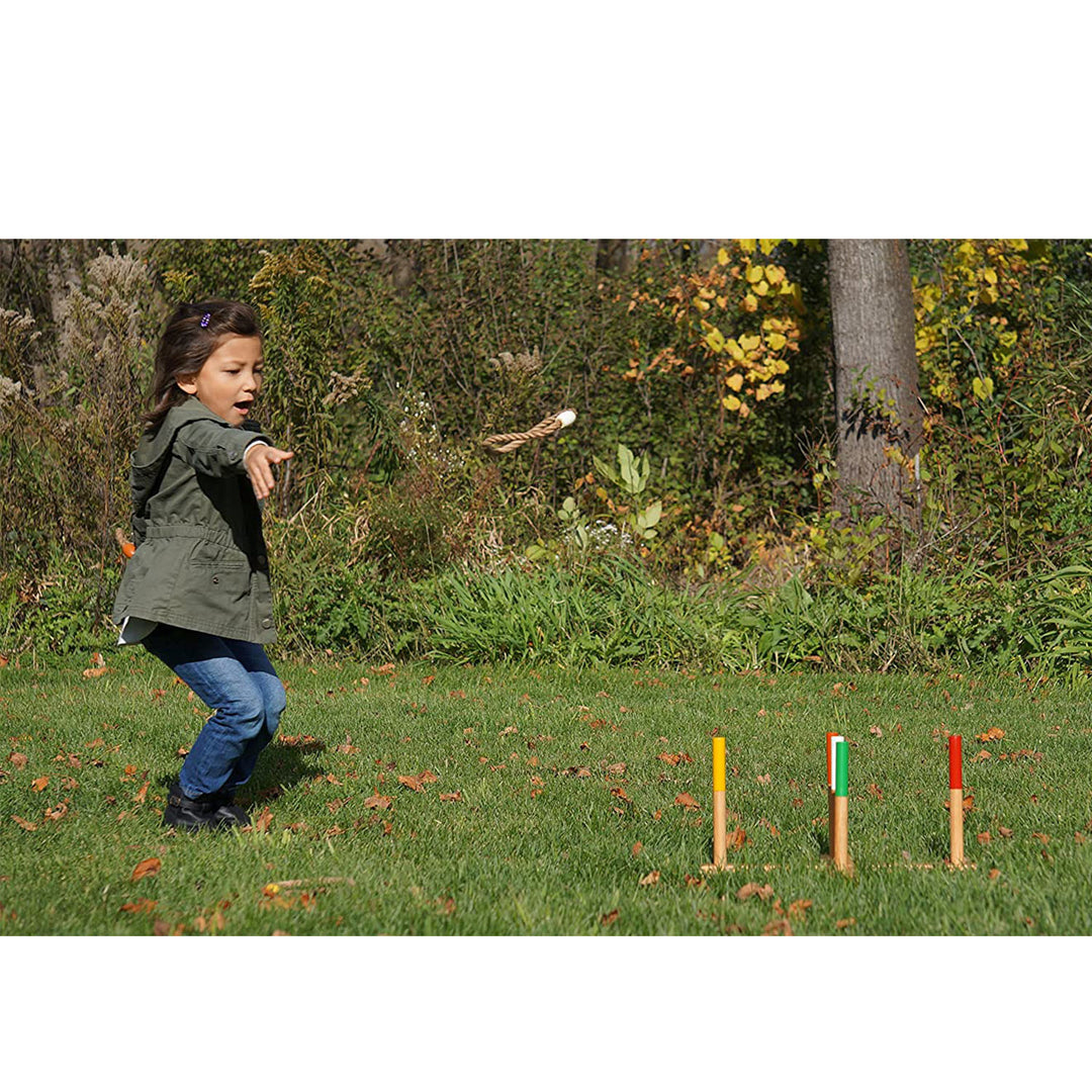 YardGames Portable Outdoor Playground Wooden Ring Toss Game with Carrying Case