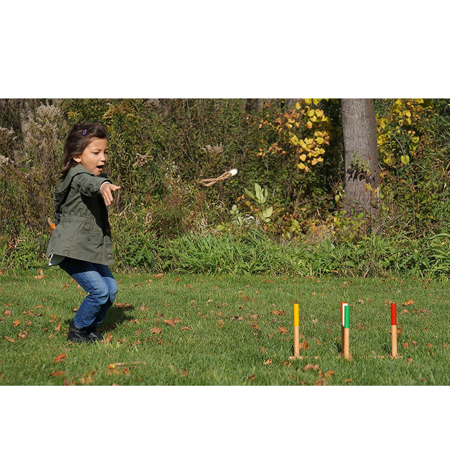 YardGames Portable Outdoor Playground Wooden Ring Toss Game with Carrying Case - VMInnovations