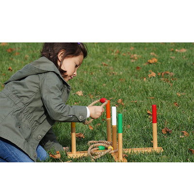YardGames Portable Outdoor Playground Wooden Ring Toss Game with Carrying Case - VMInnovations