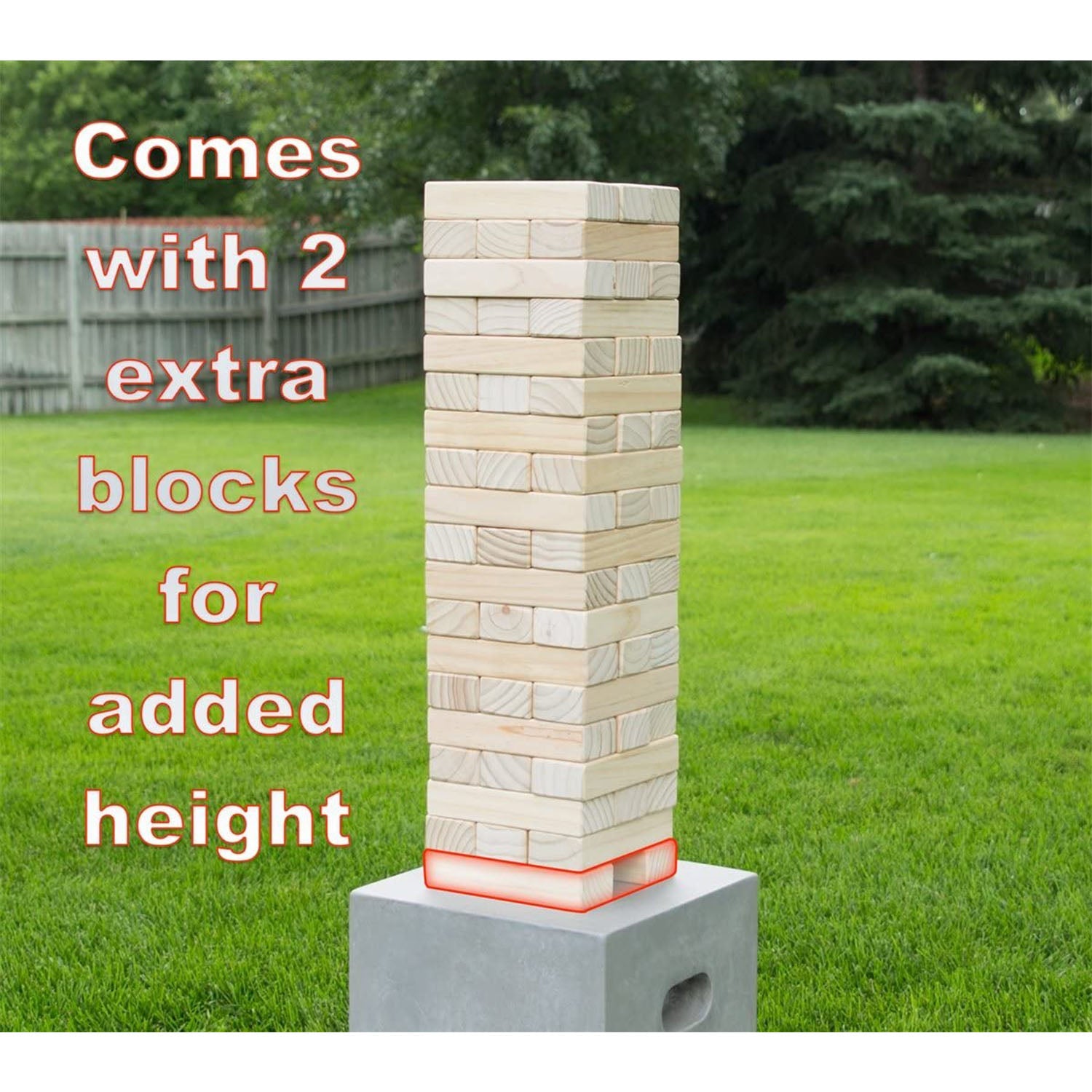 Yard Games Large Jr. Tumbling Timbers 21" Wood Block Stacking Game, Natural - VMInnovations