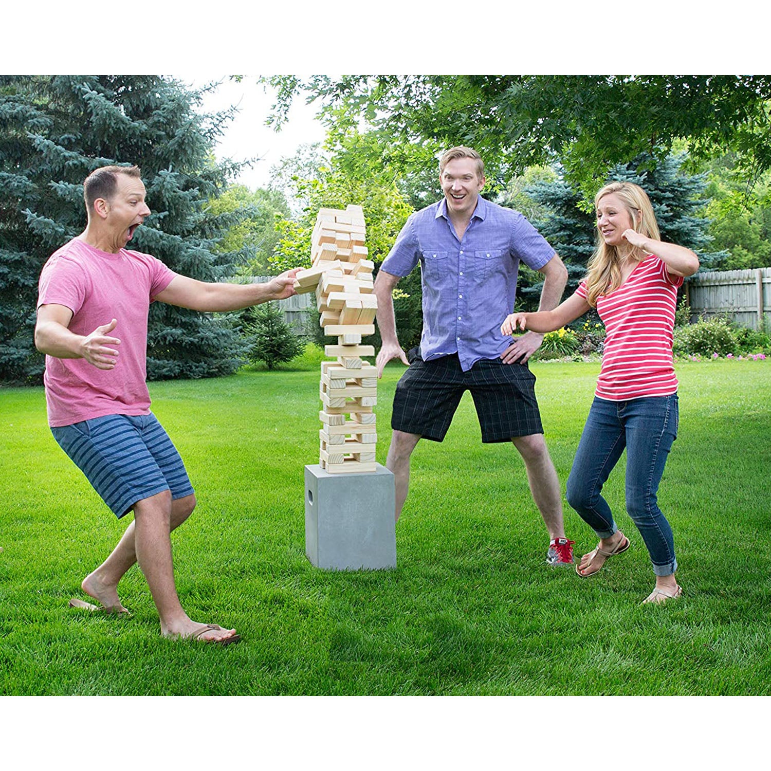 Yard Games Large Jr. Tumbling Timbers 21" Wood Block Stacking Game, Natural - VMInnovations