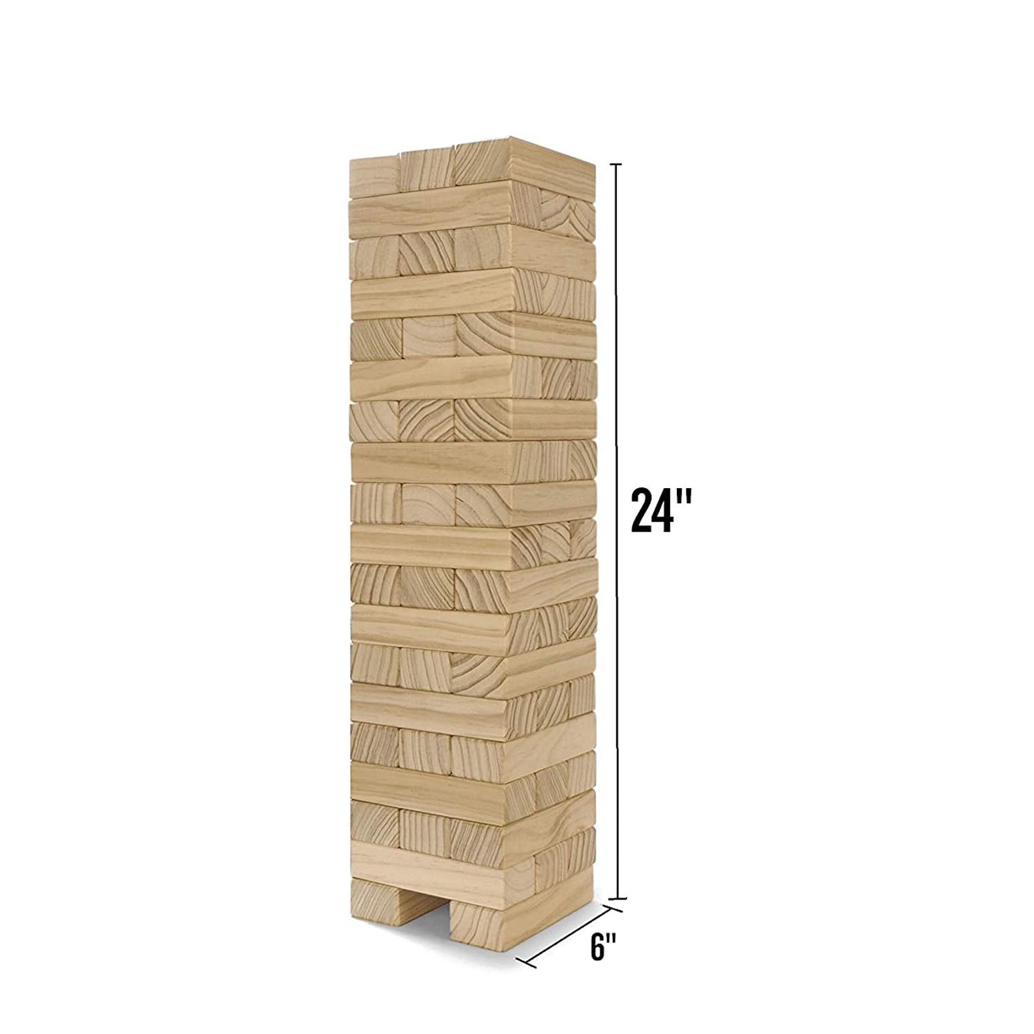 Yard Games Large Tumbling Timbers 24" Wood Block Stacking Game w/ Case, Natural - VMInnovations