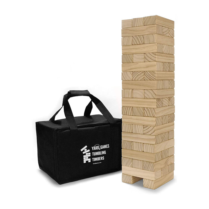 YardGames Large Tumbling Timbers Wood Stacking Game w/ 56 Pine Blocks (2 Pack)