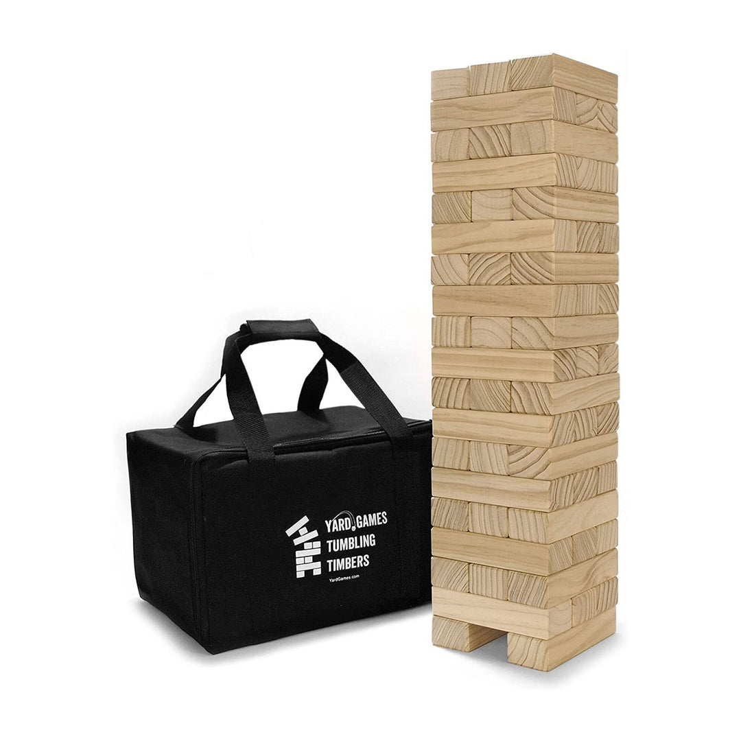 Yard Games Large Tumbling Timbers 24" Wood Block Stacking Game w/ Case, Natural - VMInnovations