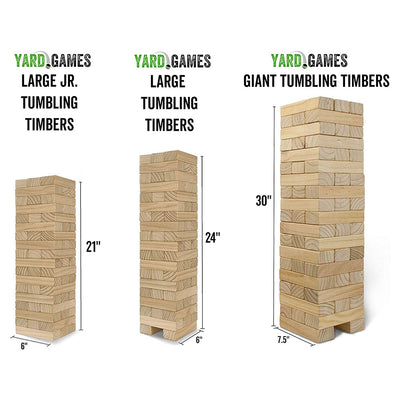 Yard Games Large Jr. Tumbling Timbers 21" Wood Block Stacking Game, Natural