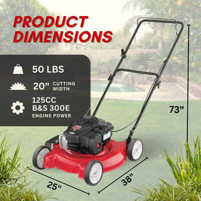 Yard Machines Gas Powered Outdoor 20 Inch Deck Push Lawn Mower with Engine Oil