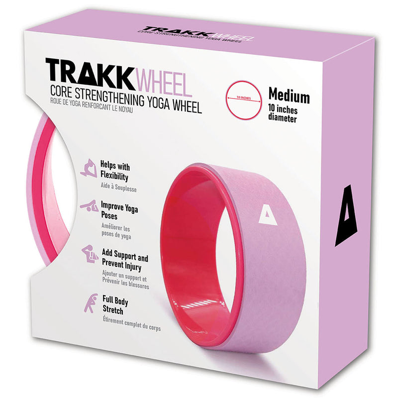 TRAKK Back Pain Relief Stretch Massage Foam Roller Yoga Wheel, 10 Inches, Pink