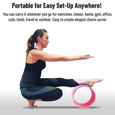 TRAKK Back Pain Relief Stretch Massage Foam Roller Yoga Wheel, 12 Inches, Pink