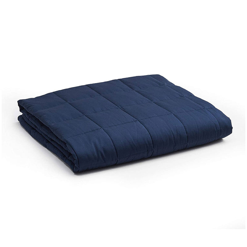 YnM Original Cotton 25 Pound Glass Bead Weighted Blanket, Navy (Open Box)