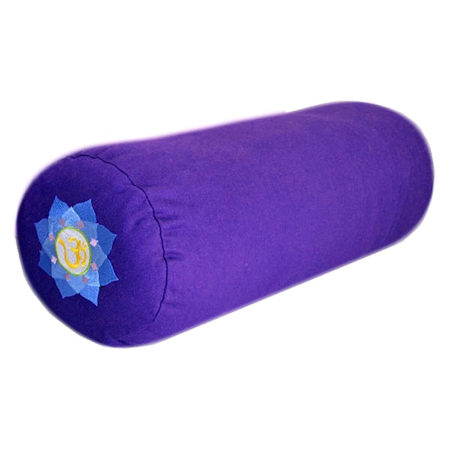 Yoga Accessories Round Cotton Yoga Bolster Pillow, Purple Embroidered (Used)