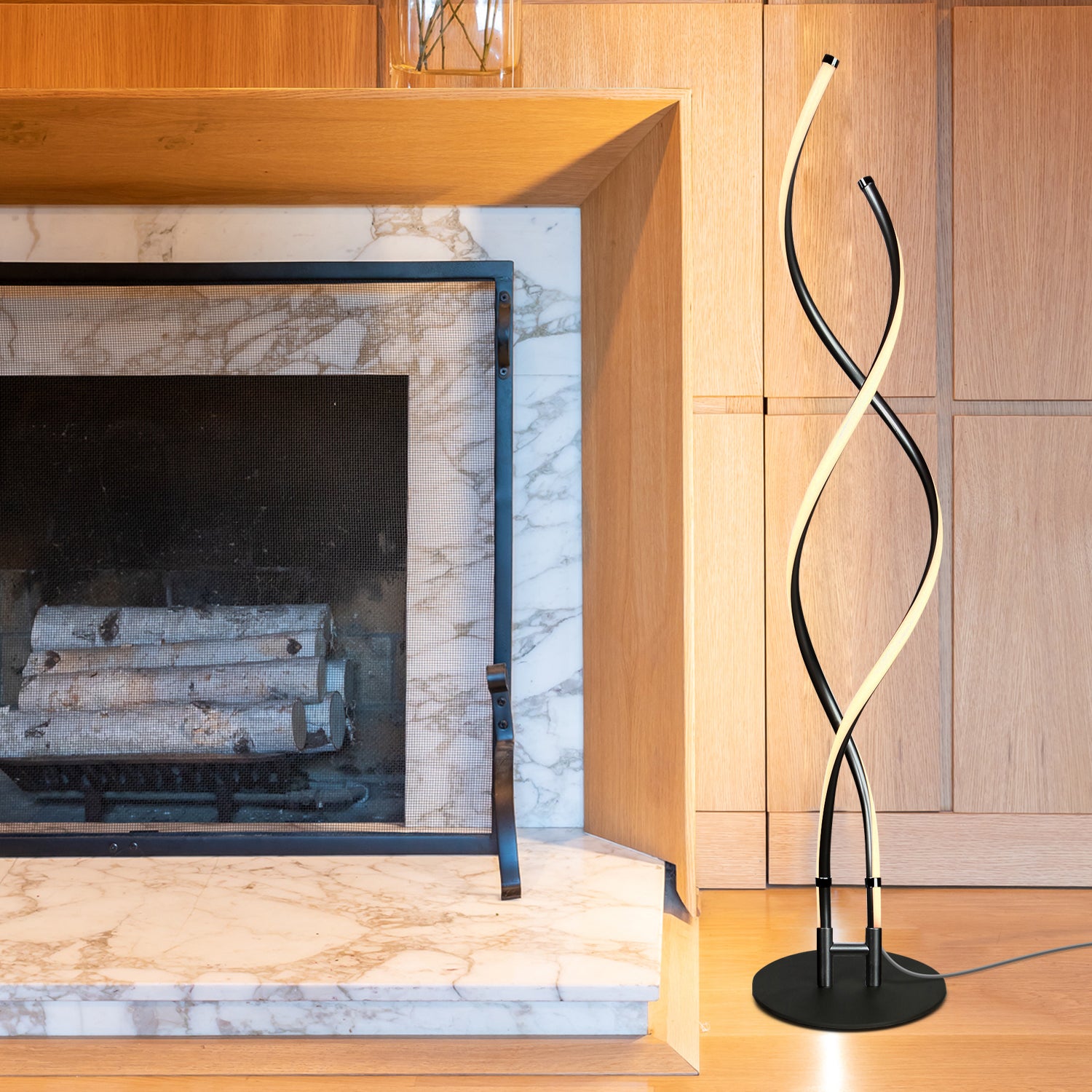 Brightech Embrace LED 2 In 1 Spiral Bright Floor Table Lamp, Jet Black(Open Box) - VMInnovations