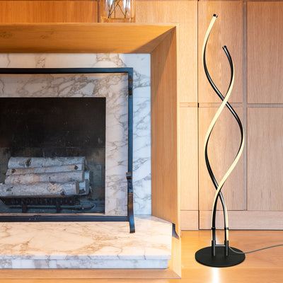 Brightech Embrace LED 2 In 1 Spiral Bright Floor Table Lamp, Jet Black(Open Box) - VMInnovations