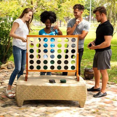 Lancaster Jumbo 4-In-A-Row Wooden Outdoor Game Set with Carry Bag (Refurbished)