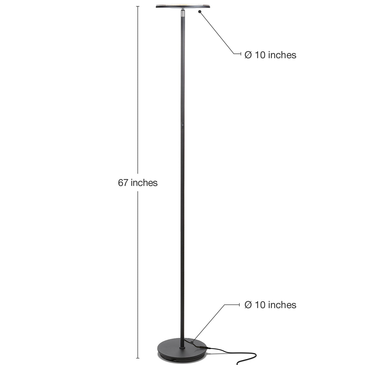 Brightech Sky Flux LED Torchiere Bright Touch Sensor Floor Lamp, Black(Open Box)