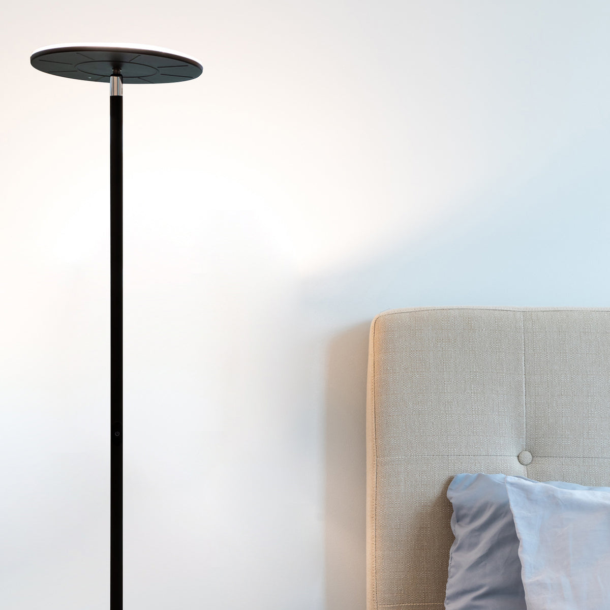 Brightech Sky Flux LED Torchiere Bright Touch Sensor Floor Lamp, Black(Open Box)