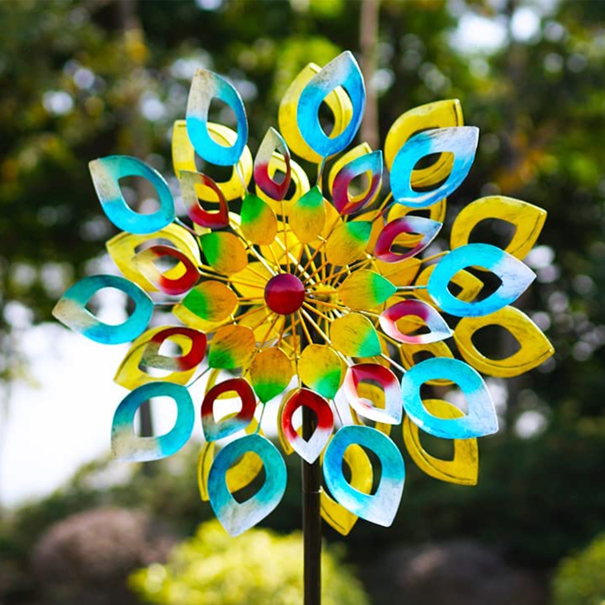 Hourpark Rainbow Series Outdoor Decor Fading Flower Wind Spinner (Open Box) - VMInnovations