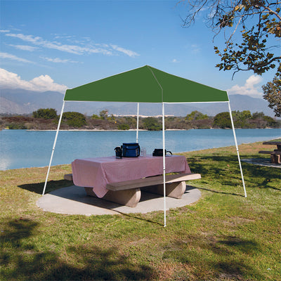 Z Shade 10x10 Ft Angled Leg Canopy Tent, Green & Leg Wrap Weight Bags, Set of 4