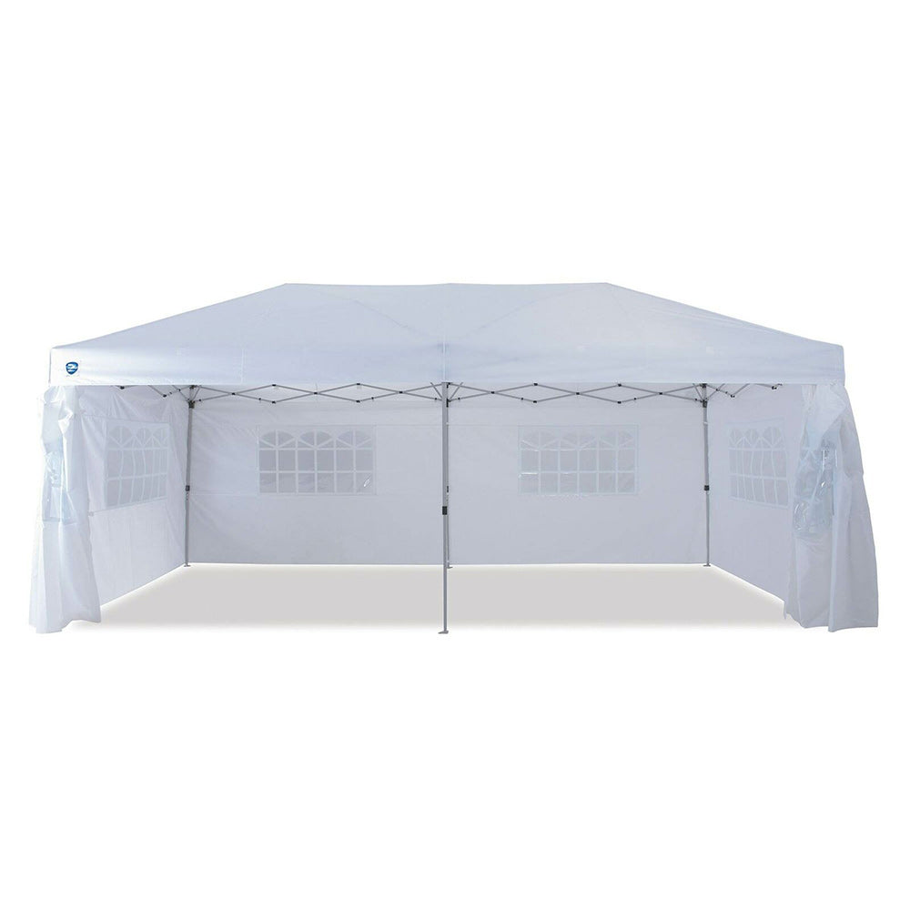 Z-Shade 20 x 10 Foot Pop Up Canopy Tent, White & Leg Wrap Weight Bags, Set of 4