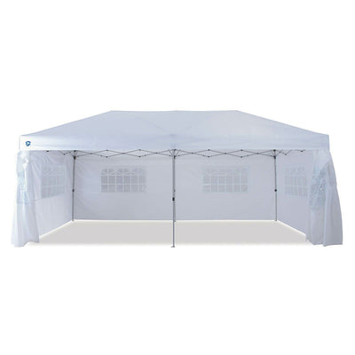 Z-Shade 20 x 10 Foot Pop Up Canopy Tent, White & Leg Wrap Weight Bags, Set of 4