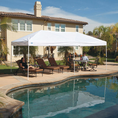 Z-Shade 20 x 10 Foot Pop Up Canopy Tent, White & Leg Wrap Weight Bags, Set of 4