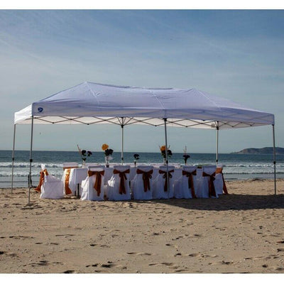 Z-Shade 20 x 10 Foot Pop Up Canopy Tent, White & Leg Wrap Weight Bags, Set of 4