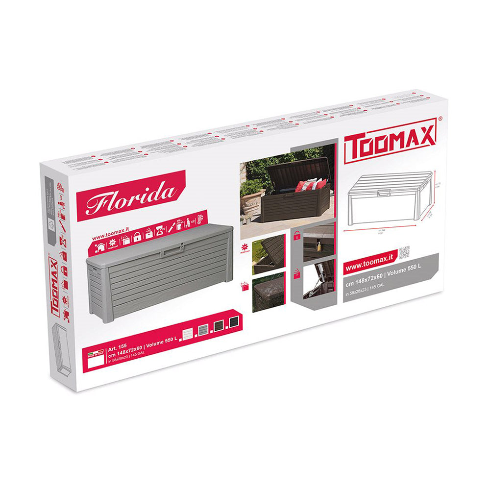Toomax Florida Deck Storage Chest Box for Furniture, 145 Gal (Brown) (Open Box) - VMInnovations
