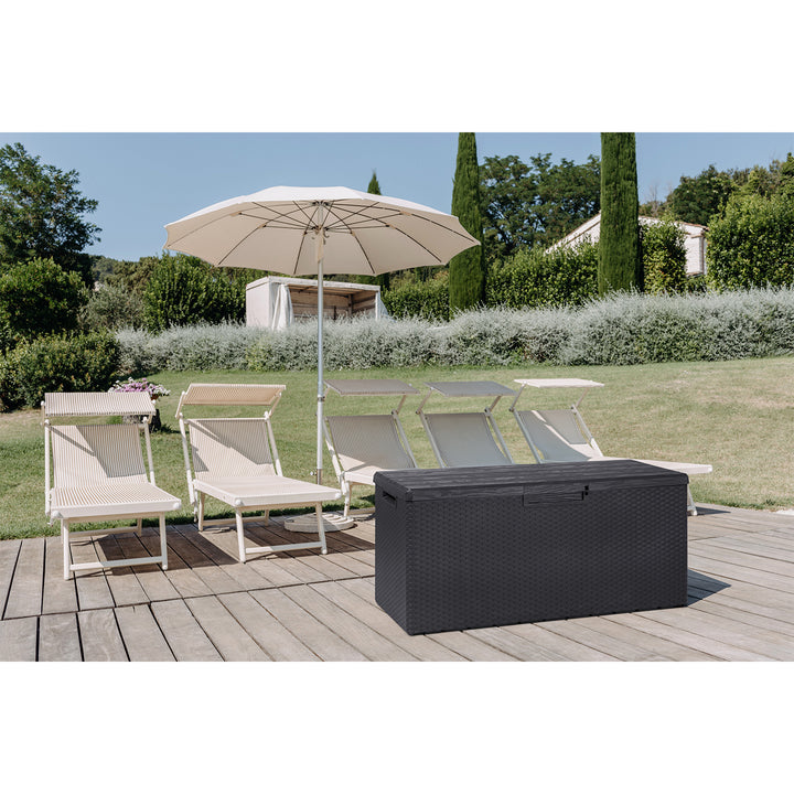 Toomax Z175E097 Portofino Durable 90 Gal Novel Resin Outdoor Deck Box, (2 Pack)