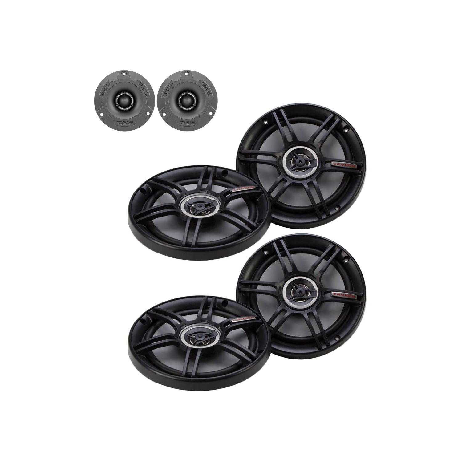 DS18 240 Watt Aluminum Bullet Tweeter Pair Bundle with 2 Pairs of Coax Speakers