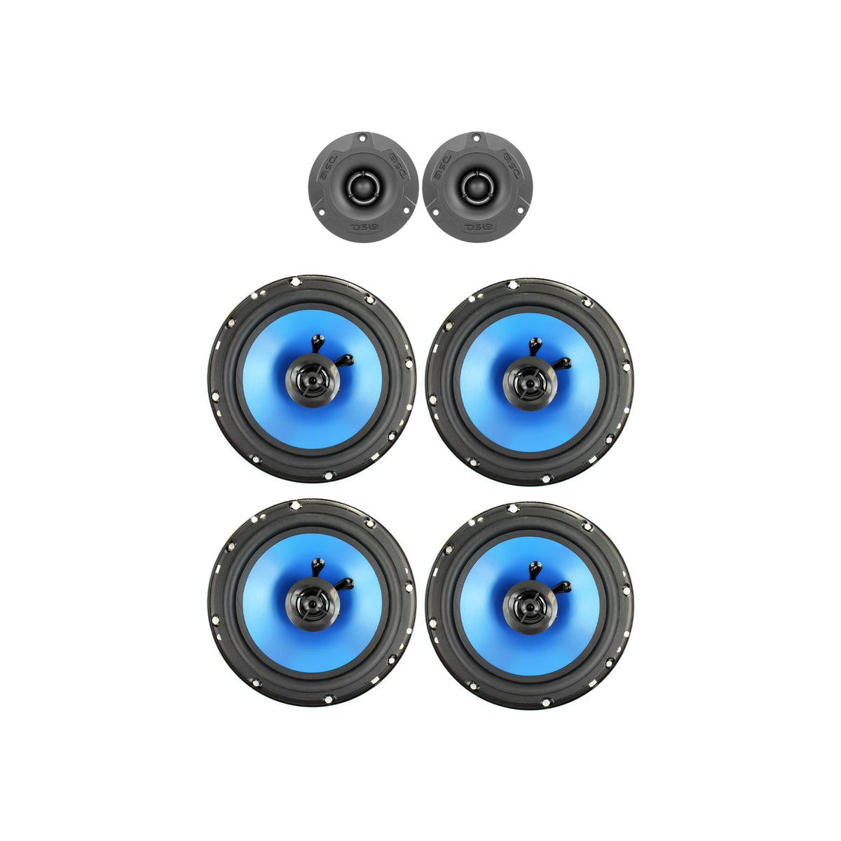 DS18 240 Watt Aluminum Bullet Tweeter Pair Bundle with 2 Pairs of Blue Speakers