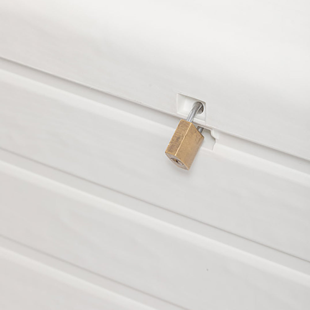 Toomax Foreverspring Deck Patio Garden Storage Box Chest Bench, 70 Gallon White - VMInnovations