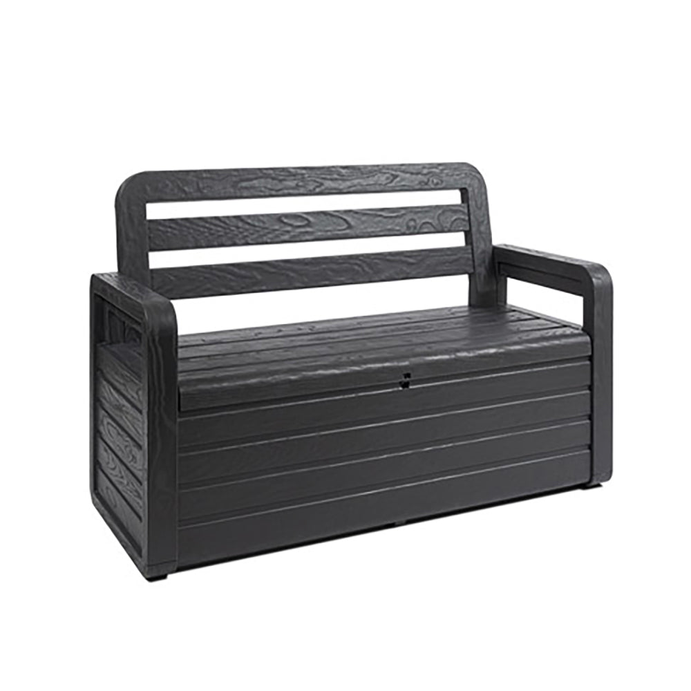 Toomax Foreverspring 70 Gallon Outdoor Deck Storage Box Chest Bench, Dark Gray - VMInnovations